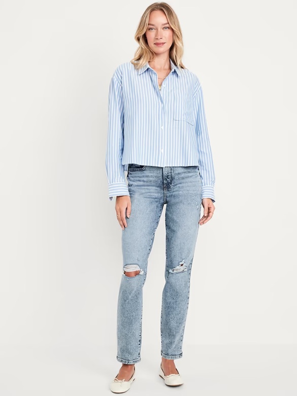 Old Navy Women’s Light Blue OG Straight-Leg Distressed Ankle Jeans Sz 12 EUC